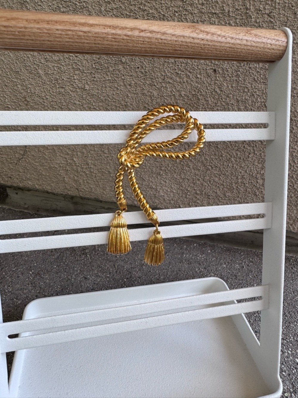 Gold-Tone Rope and Tassel Brooch
